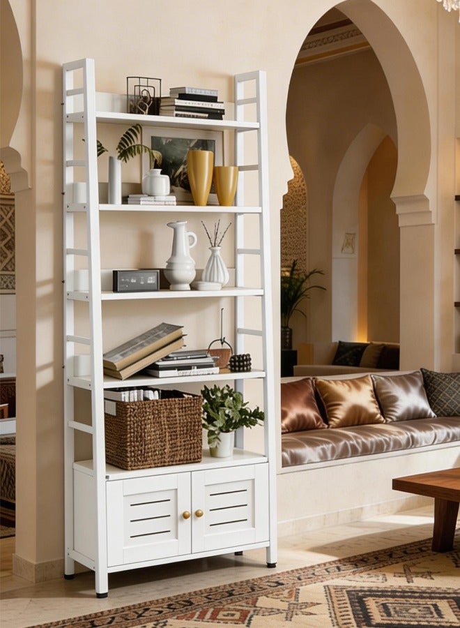 خزانة تخزين 5 طبقات شبه منحرف متعددة الاستخدامات - رف كتب مفتوح ورف تخزين سلع ورف عرض بهيكل حديدي بسيط وخزانة لغرفة المعيشة وغرفة النوم والمكتب - Image 5